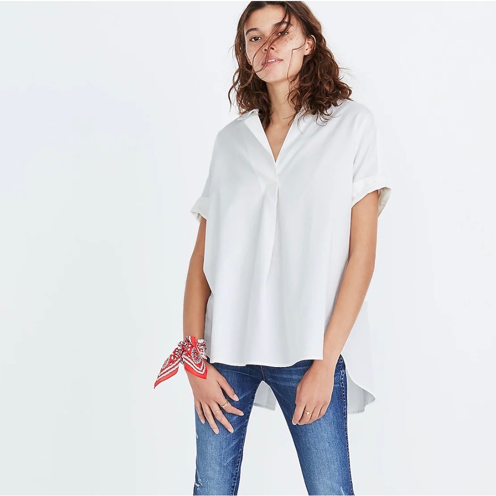 Courier Button-Back Shirt from Madewell in a size small - off white